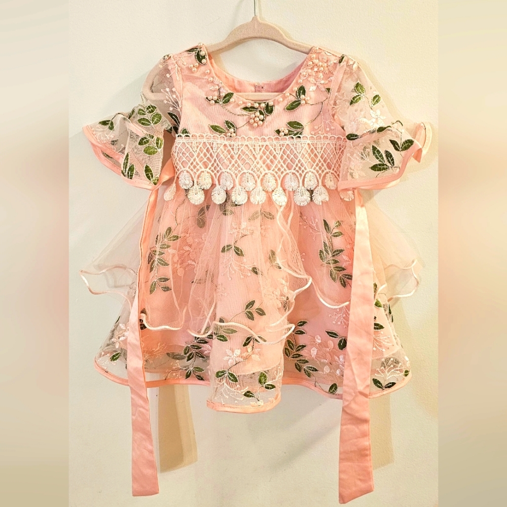 Baby girl peach dress size 70
